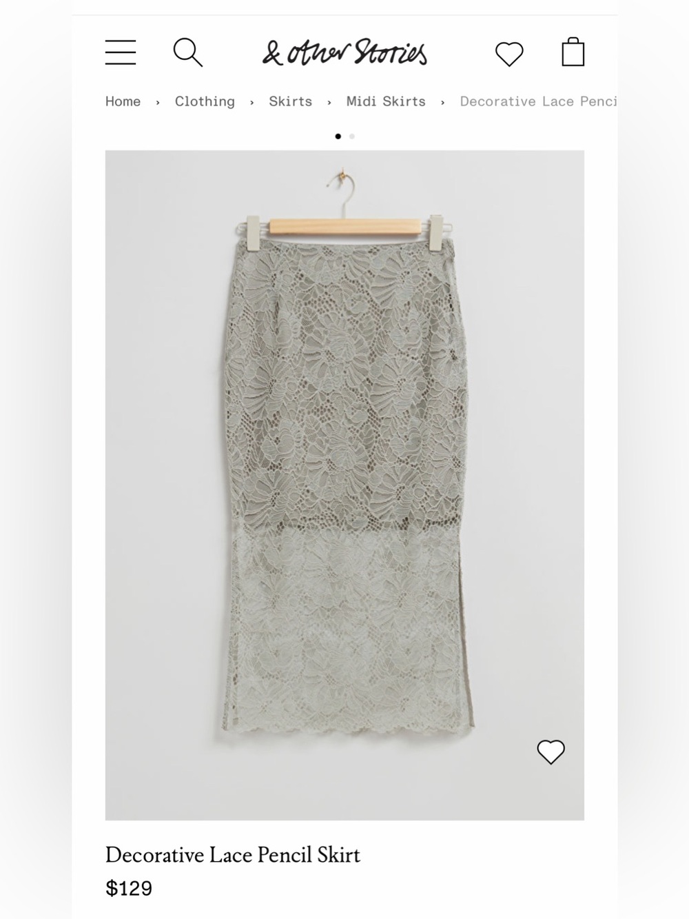 & Other Stories Lace Pencil Skirt